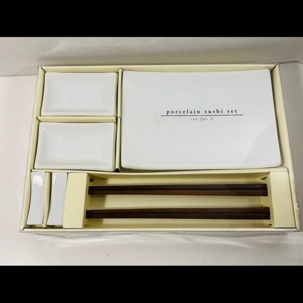 Very nice white Porcelain Sushi Set for 2 Pier 1 NEW